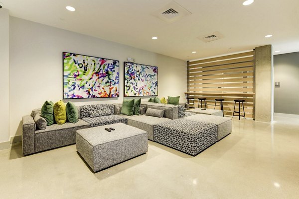 Cozy clubhouse featuring modern decor and seating spaces at Wheelhouse Apartments