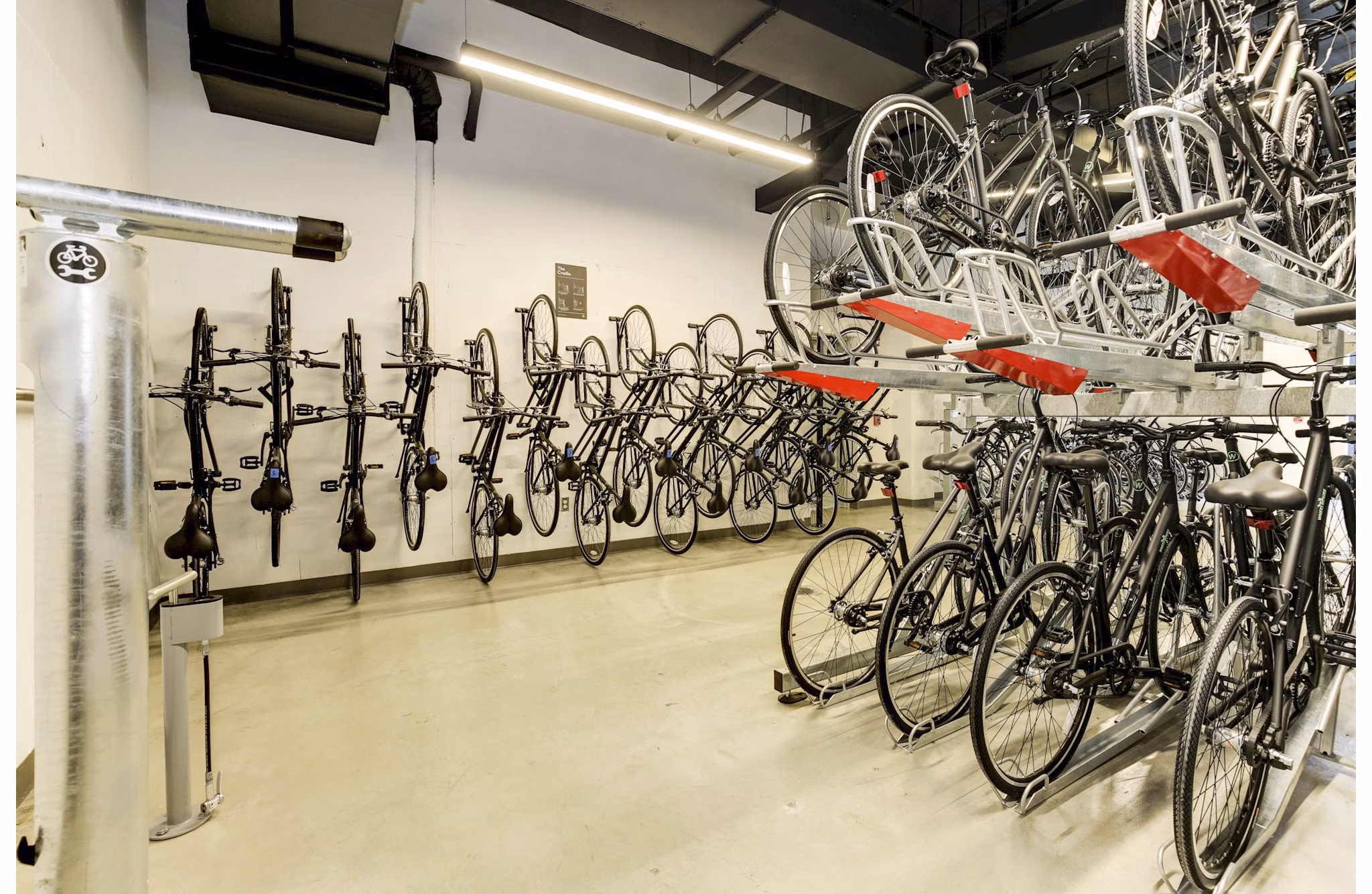 Bike storage at Wheelhouse Apartments features secure racks and ample space for resident convenience