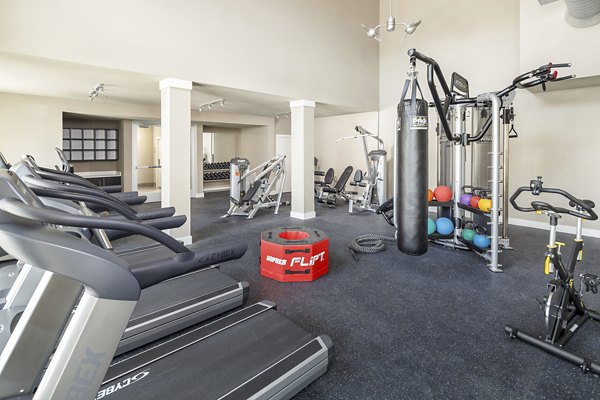 Fitness center with state-of-the-art equipment at The Upton at Longhorn Quarry Apartments, perfect for an active lifestyle