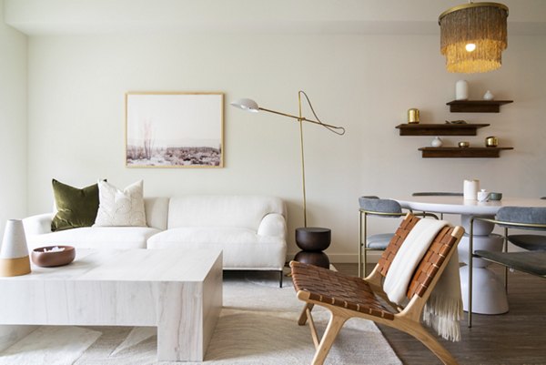 Spacious living room with modern decor at Linea Apartments, Greystar luxury apartments