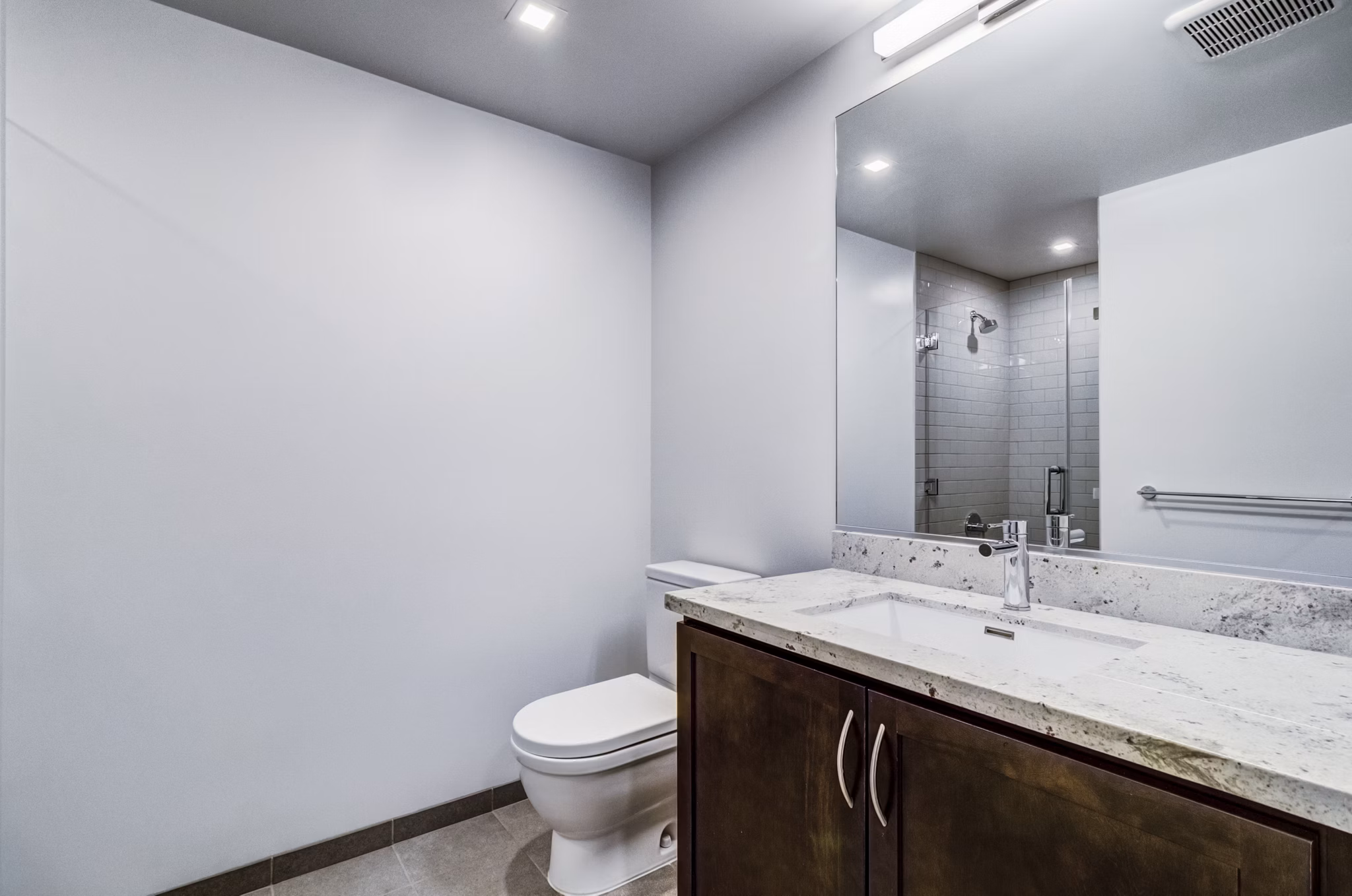 Luxurious bathroom with modern fixtures at 777 Tenn Apartments in Nashville