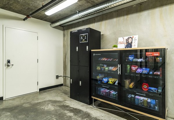 Clubhouse vending machine offering refreshments at 777 Tenn Apartments, luxury living with modern amenities in vibrant Nashville