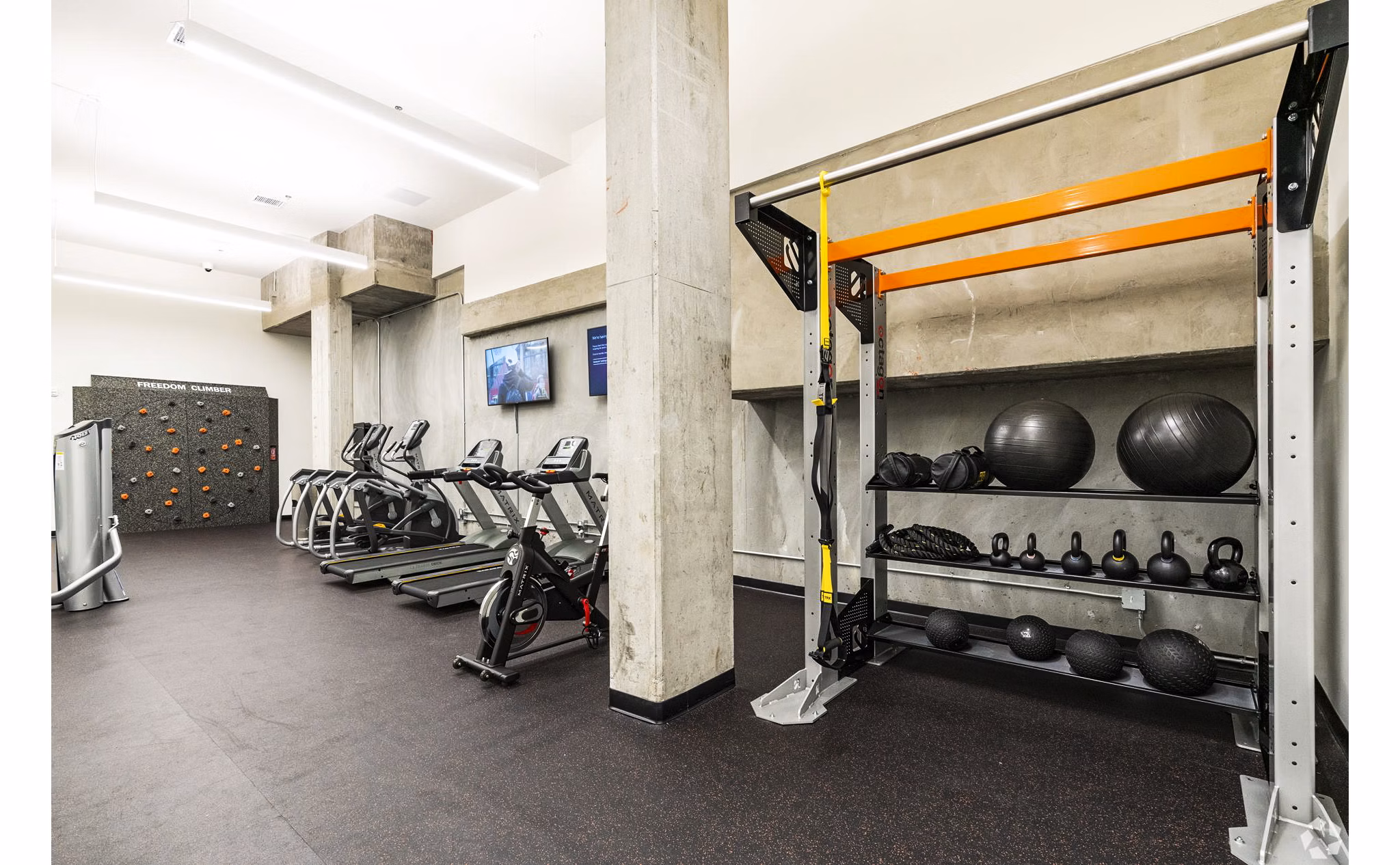Fitness center with modern equipment at 777 Tenn Apartments, offering residents a dedicated space for exercise and well-being