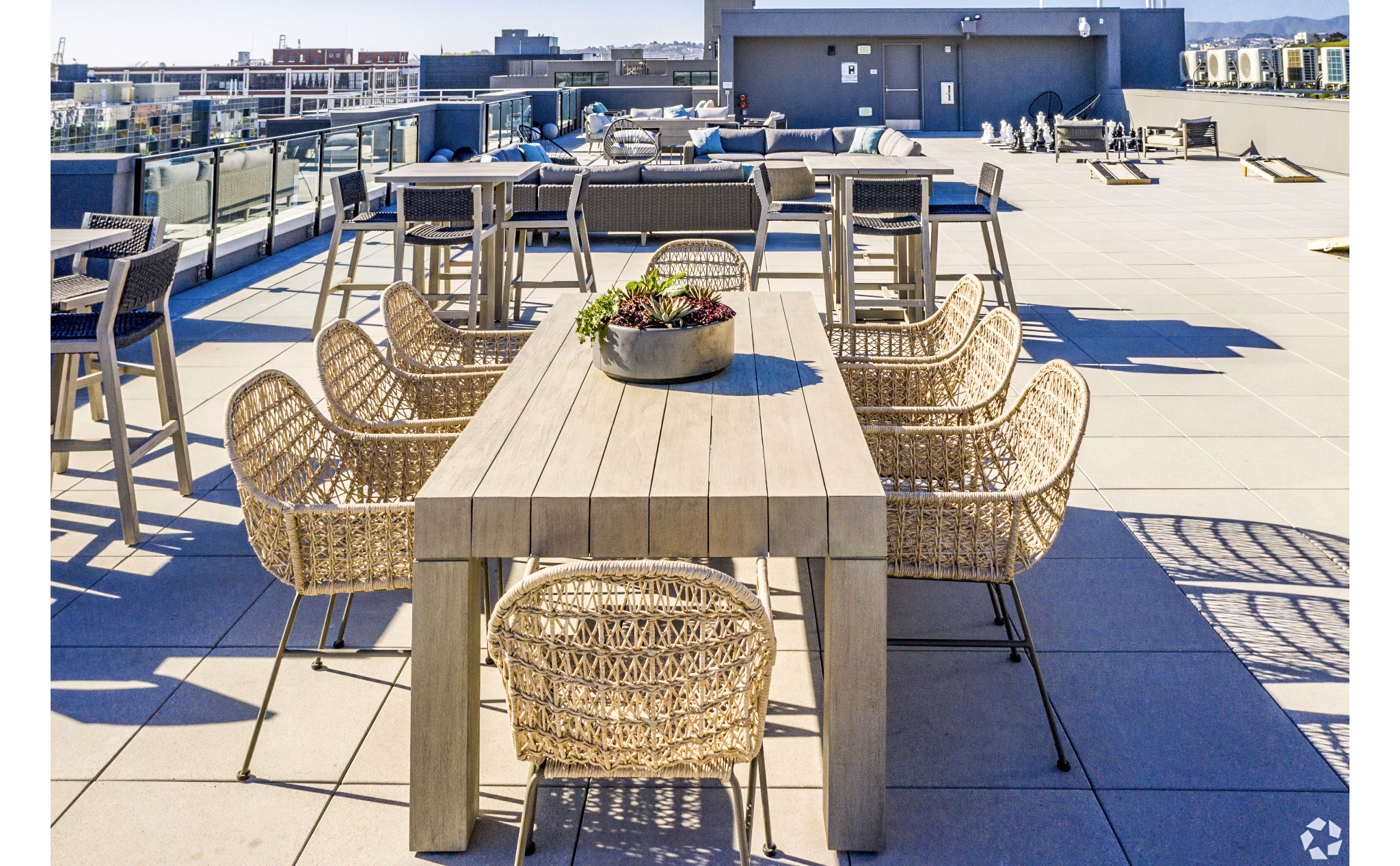 Modern grill area on the landscaped patio at 777 Tenn Apartments, perfect for outdoor gatherings in vibrant downtown
