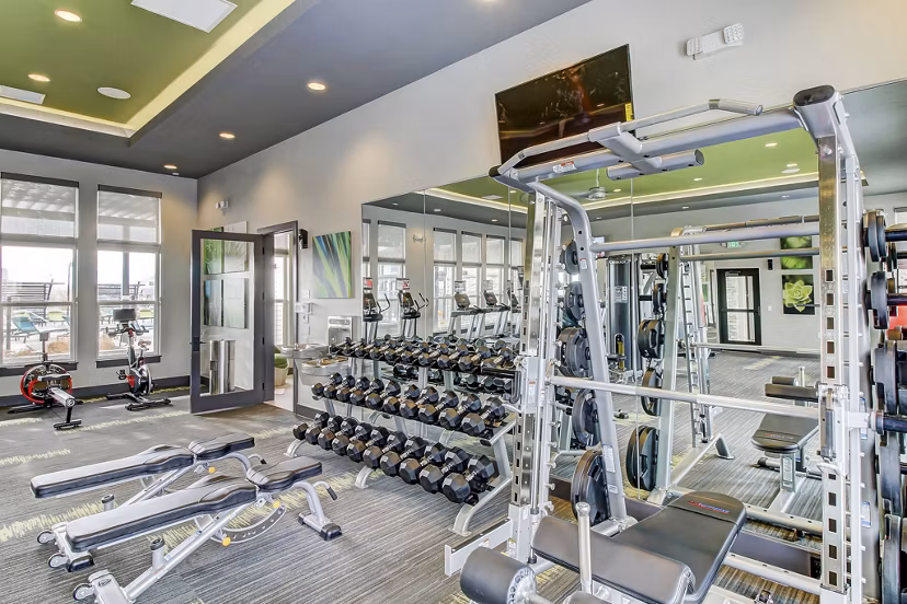 fitness center at The Argonne Apartments