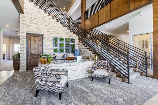 Clubhouse lobby with contemporary design at Overture Albuquerque Apartments
