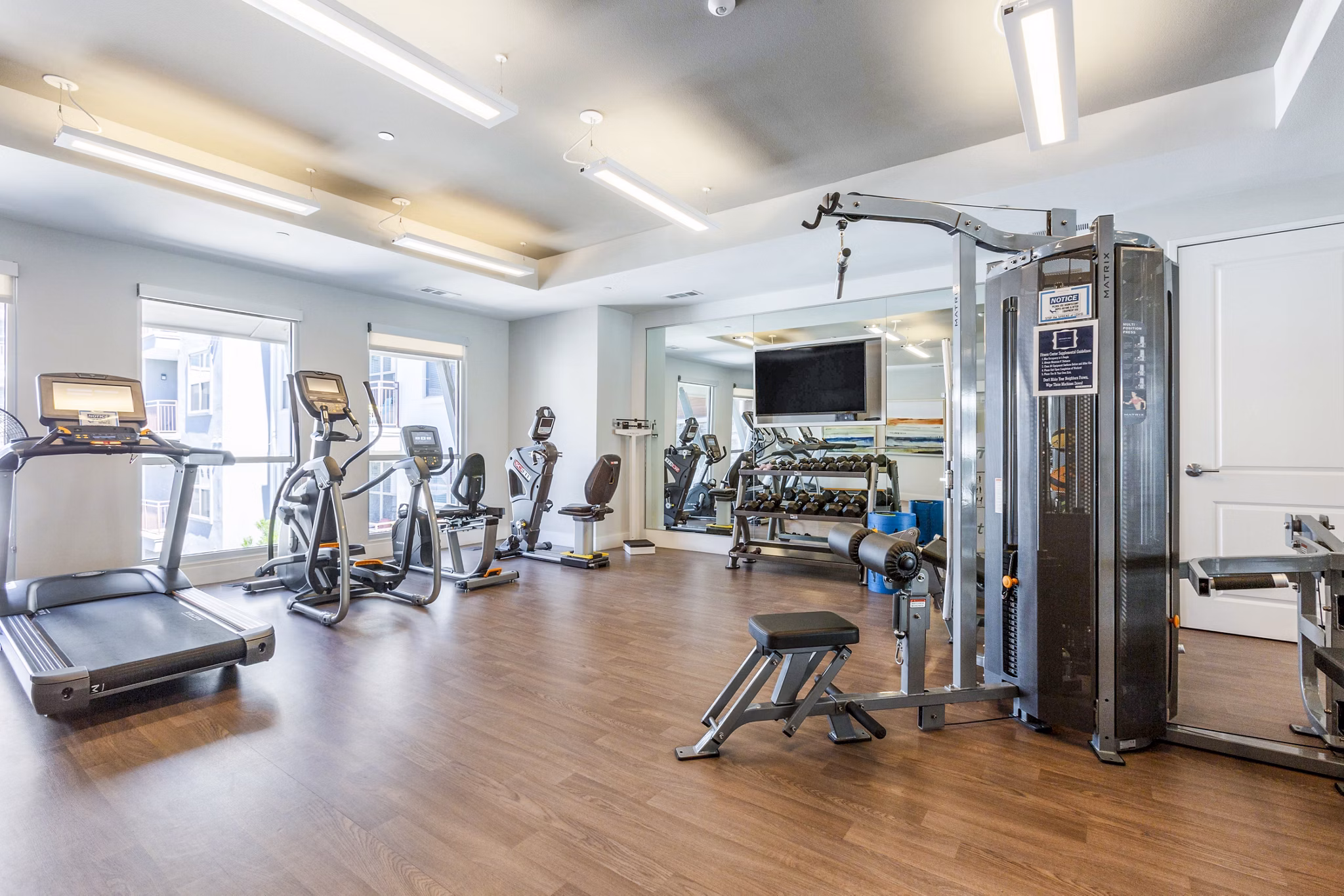 Fitness center with modern equipment at Overture Albuquerque Apartments