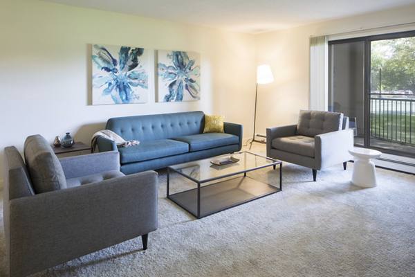 living room at Woods at Burnsville Apartments