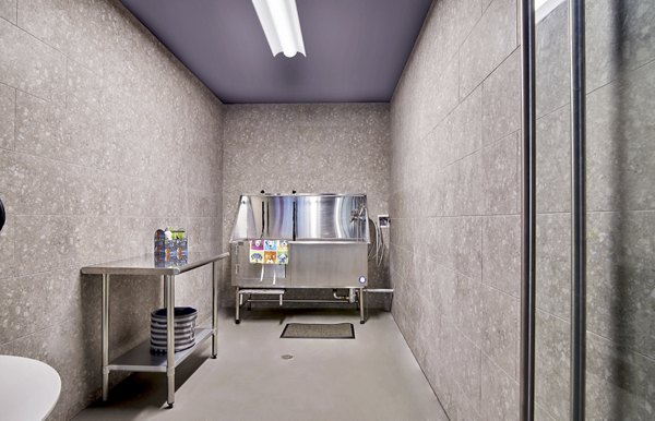 Convenient dog wash station at 7 Seventy House Apartments, perfect for pet-friendly luxury living in Greystar community
