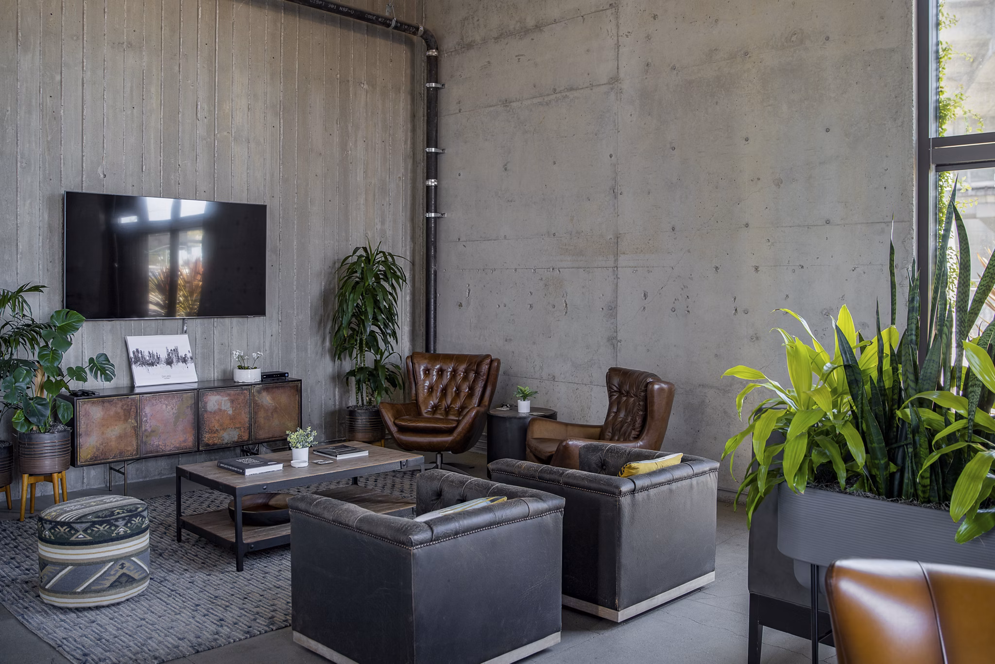 Clubhouse featuring modern design and social spaces at The Union Apartments