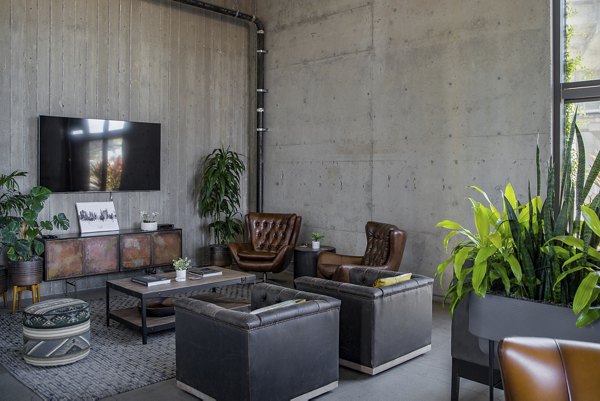 Clubhouse featuring modern design and social spaces at The Union Apartments