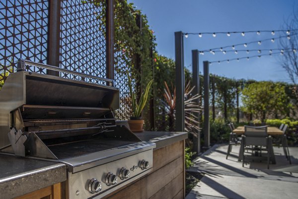 Grill area for outdoor socializing at The Union Apartments, a luxury living community