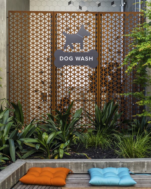 Convenient dog wash station at The Union Apartments, perfect for pet owners seeking luxury living and amenities in a Greystar community