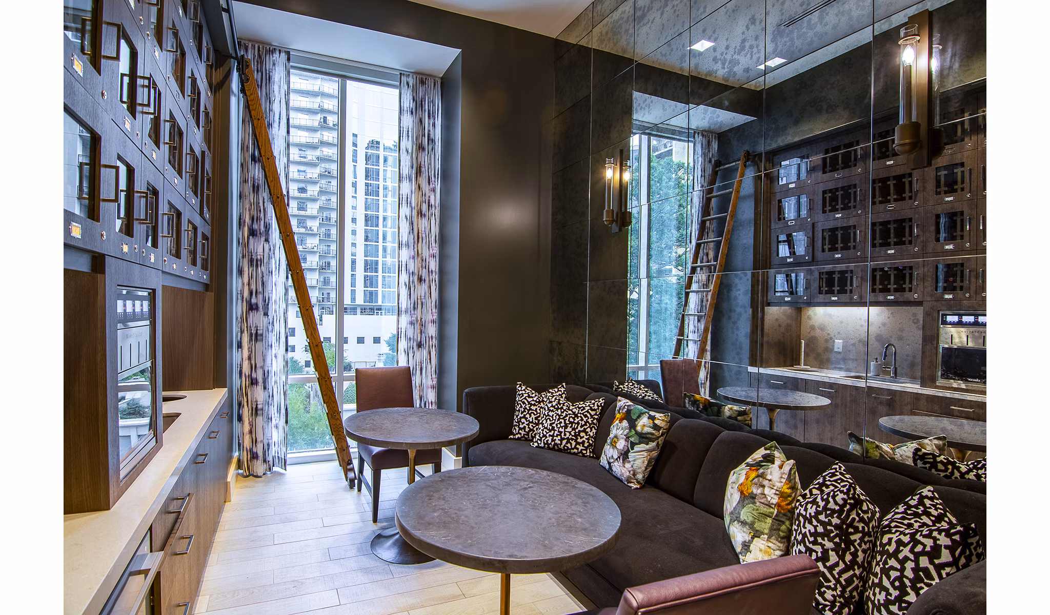 Clubhouse featuring modern design and comfortable seating at Piedmont House Apartments
