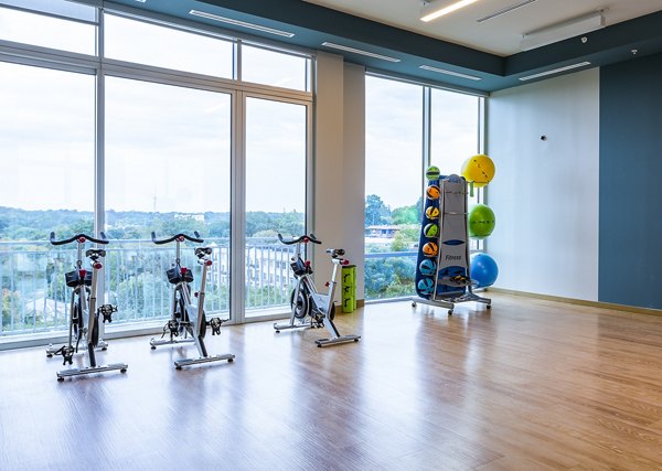 yoga/spin studio at Piedmont House Apartments