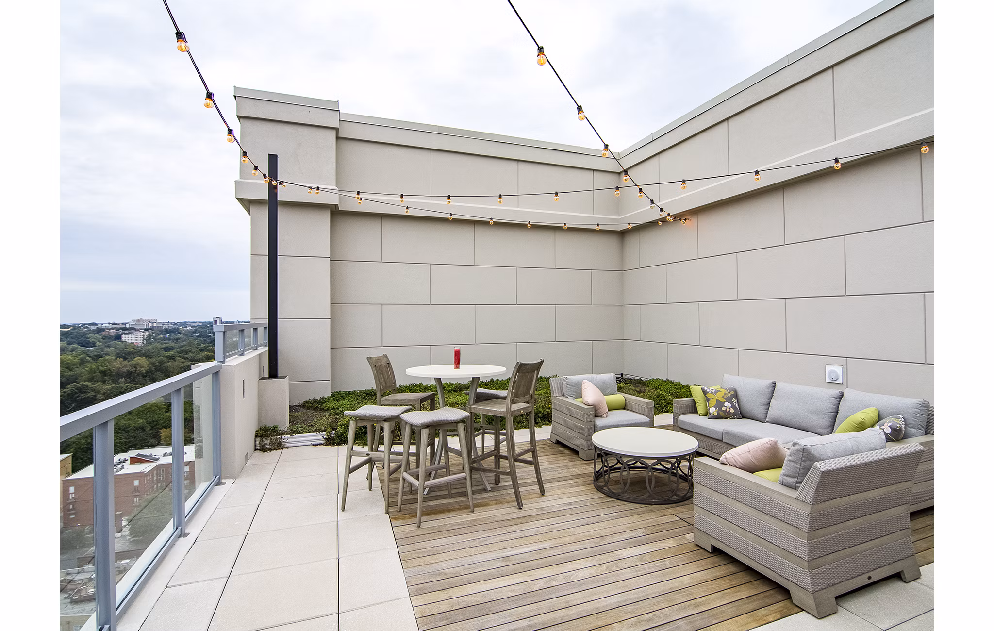 Rooftop deck featuring skyline views at Piedmont House Apartments