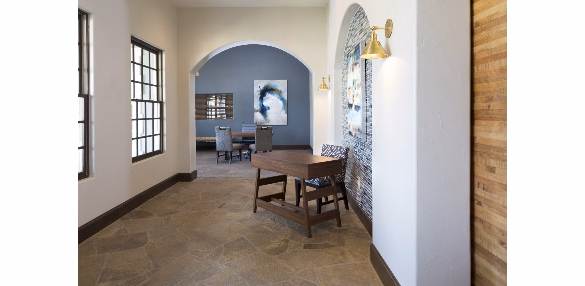 Clubhouse featuring modern decor and open seating at Grapevine TwentyFour 99 Apartments