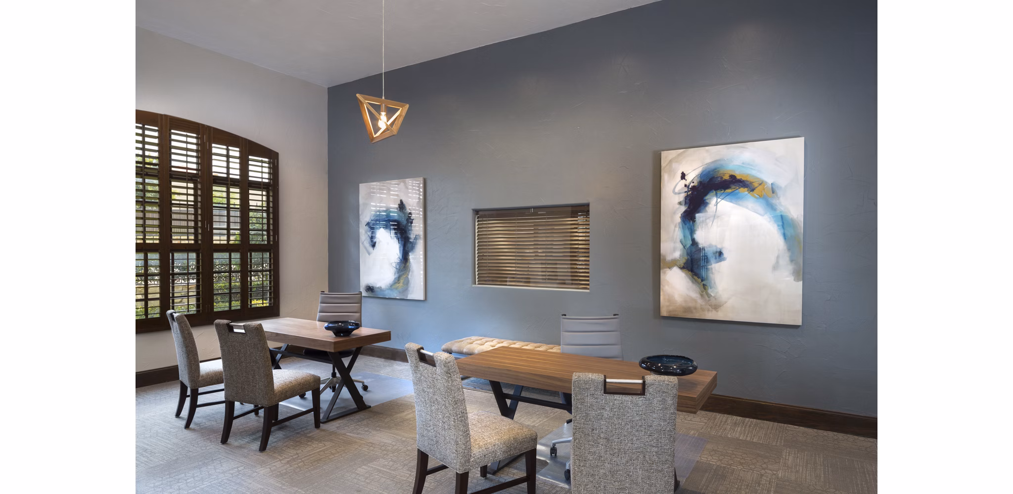 Clubhouse with stylish interiors at Grapevine TwentyFour 99 Apartments, luxury living by Greystar in a vibrant community setting