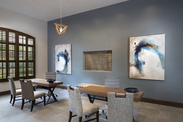 Clubhouse with stylish interiors at Grapevine TwentyFour 99 Apartments, luxury living by Greystar in a vibrant community setting