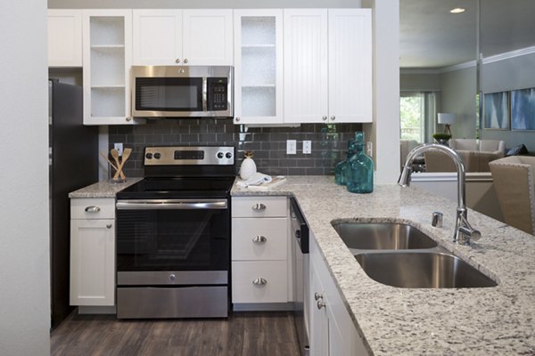 kitchen with modern appliances at Grapevine TwentyFour 99 Apartments