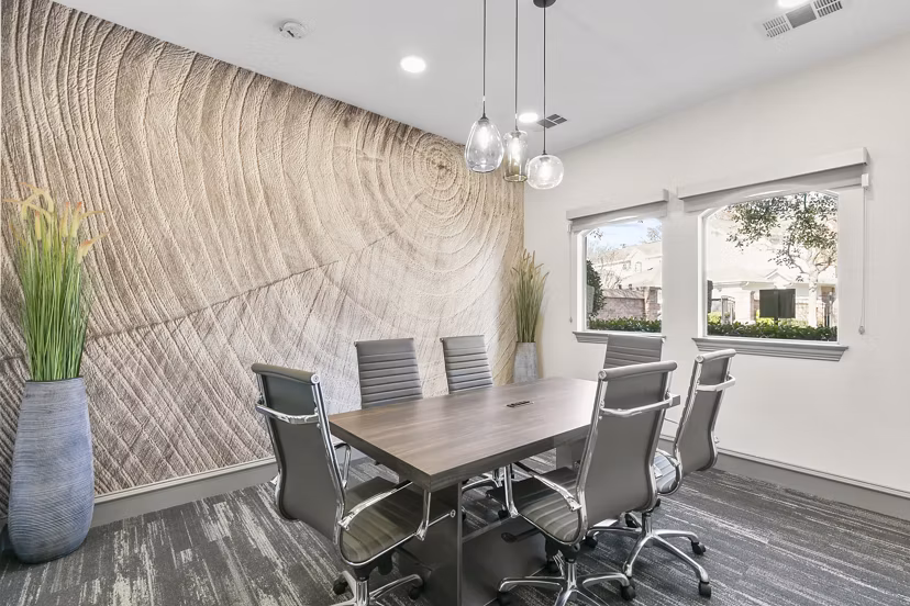 Advanced meeting facility at Eleven11 Lexington at Flower Mound Apartments featuring state-of-the-art technology and comfortable seating for collaborative events