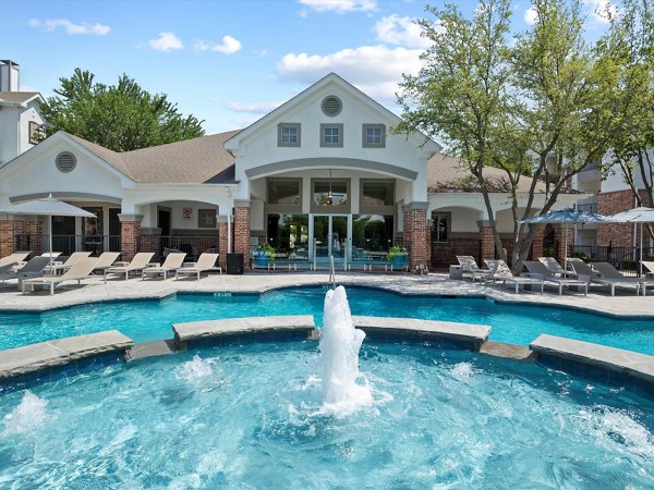 Modern pool area at Eleven11 Lexington at Flower Mound Apartments offers relaxation and leisure with luxury features in a scenic setting