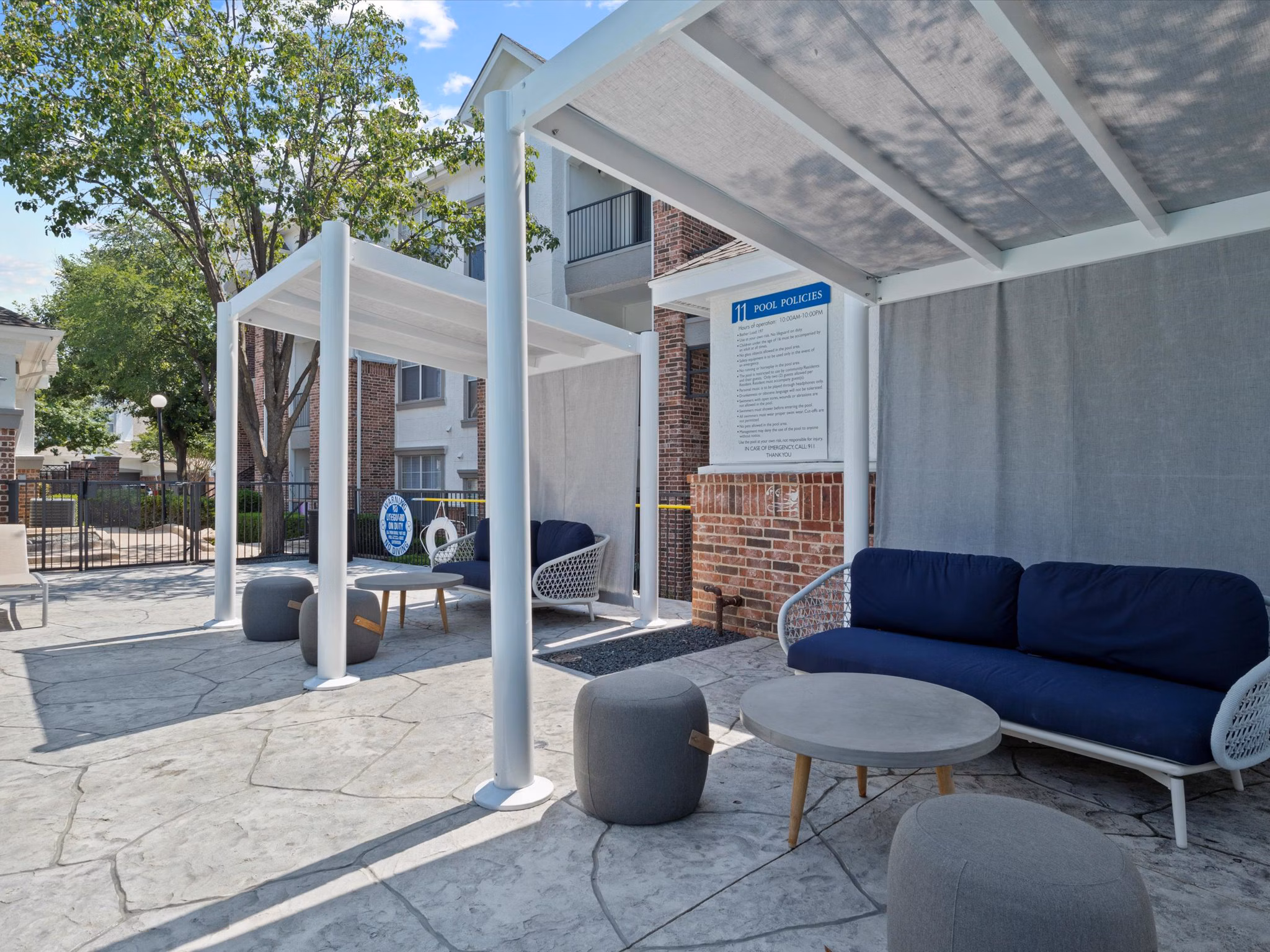 Patio with stylish outdoor seating at Eleven11 Lexington at Flower Mound Apartments