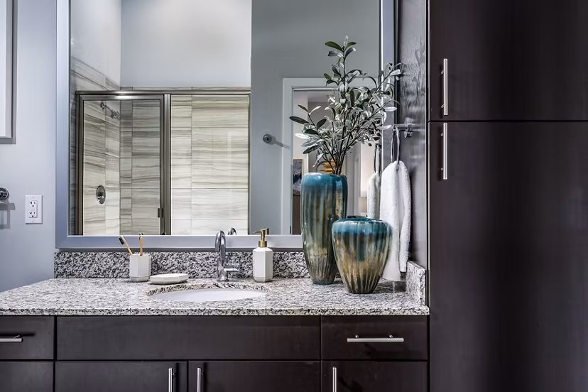 Modern bathroom with elegant design in Everleigh Short Pump Apartments