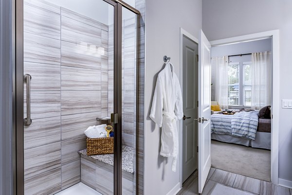 Modern bathroom with sleek fixtures at Everleigh Short Pump Apartments
