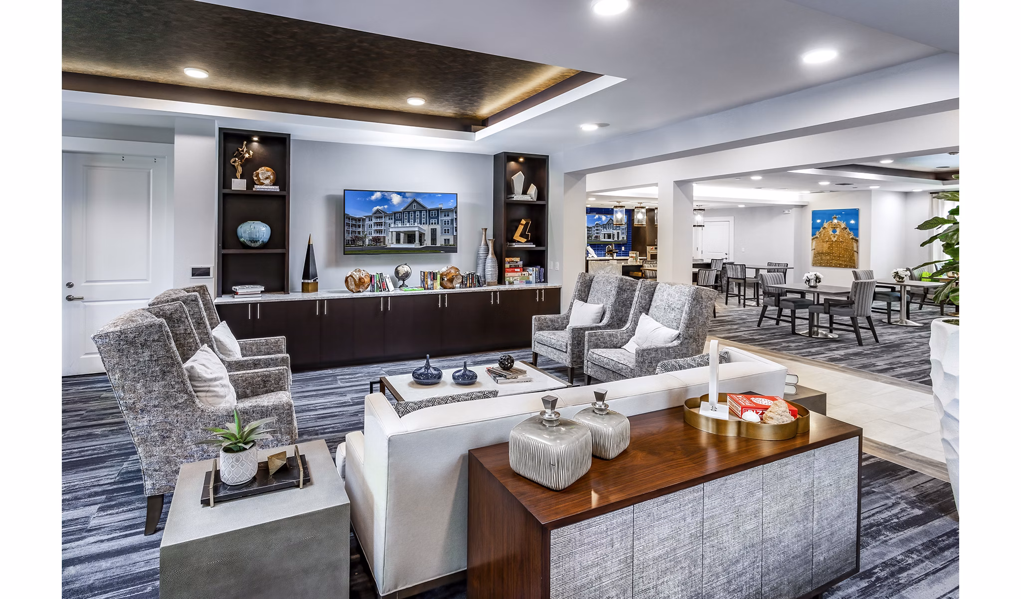 Contemporary clubhouse with elegant interiors at Everleigh Short Pump Apartments
