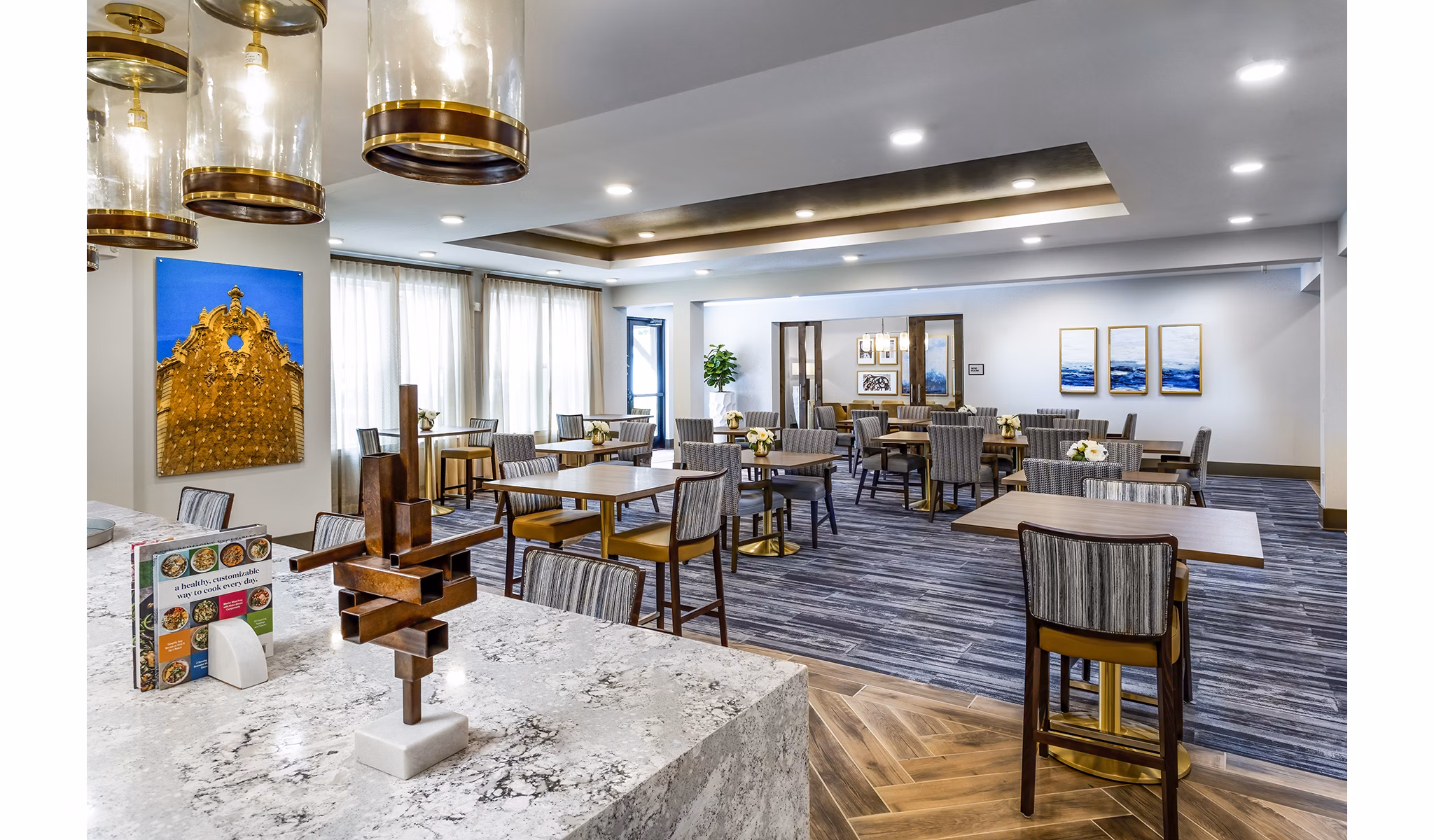 Elegant clubhouse with modern decor at Everleigh Short Pump Apartments, perfect for resident gatherings and events