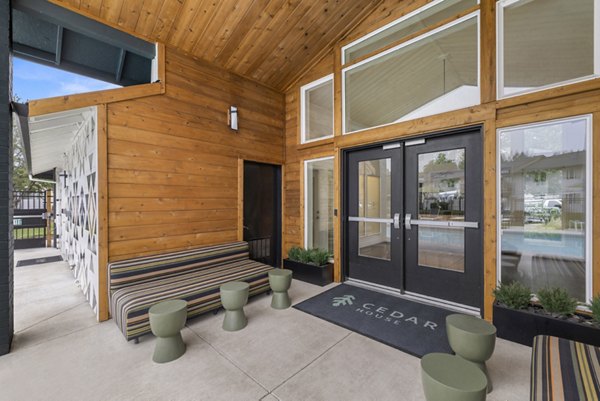 Cedar House Apartments: Modern view of luxury apartments in vibrant downtown setting