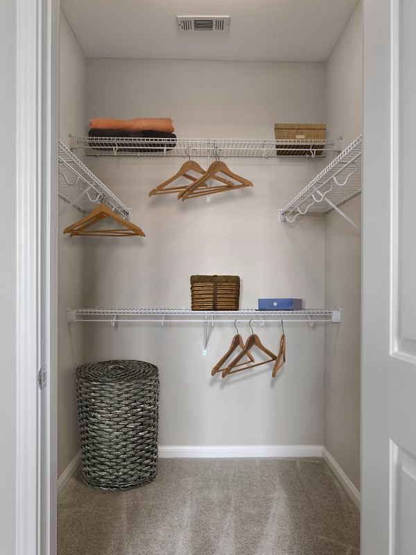 Spacious closet with custom shelving at Arlo Buffalo Heights Apartments, a blend of luxury and modern living in a premium location