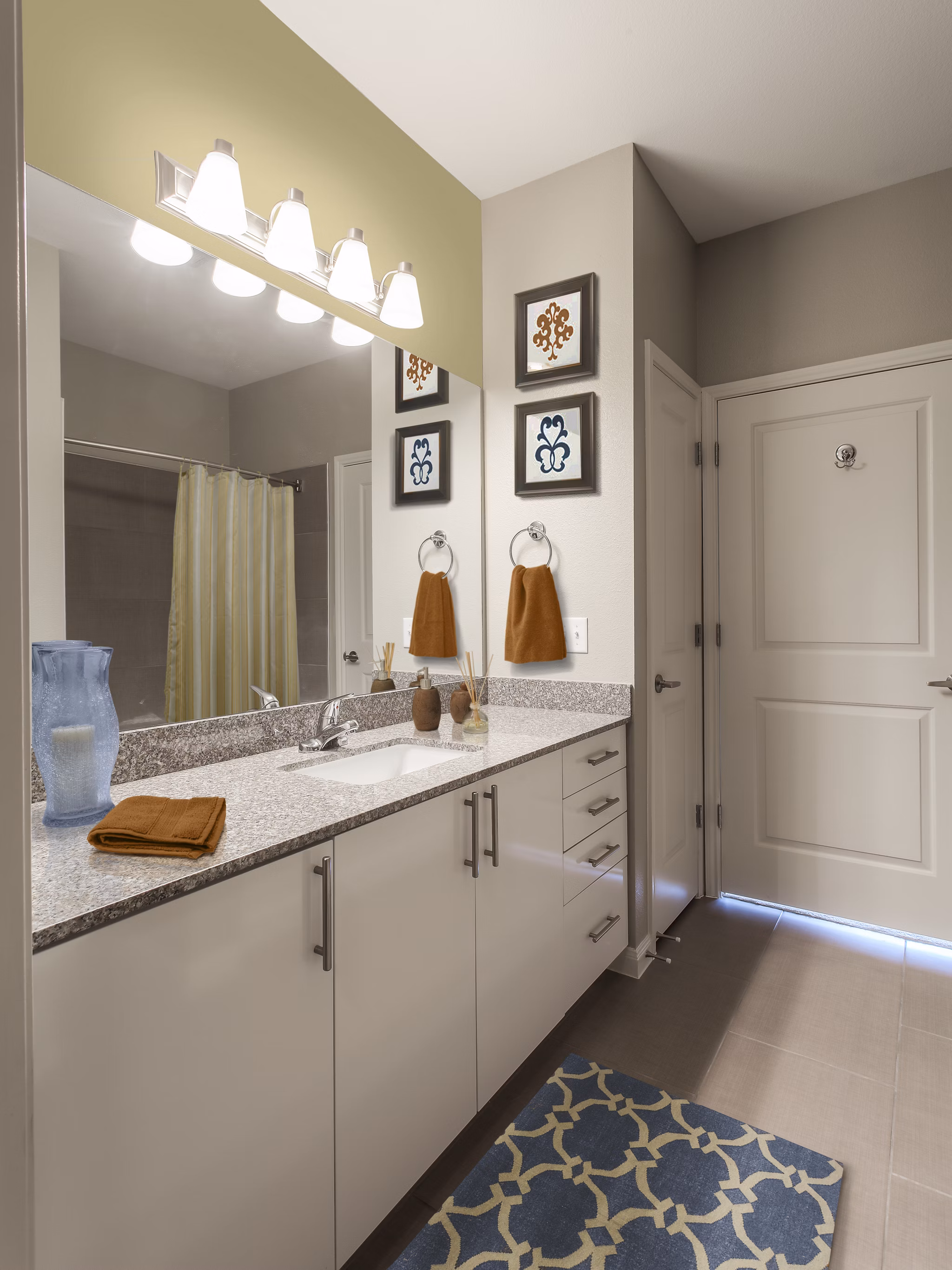 Modern bathroom with sleek fixtures in Arlo Buffalo Heights Apartments, offering luxury living spaces
