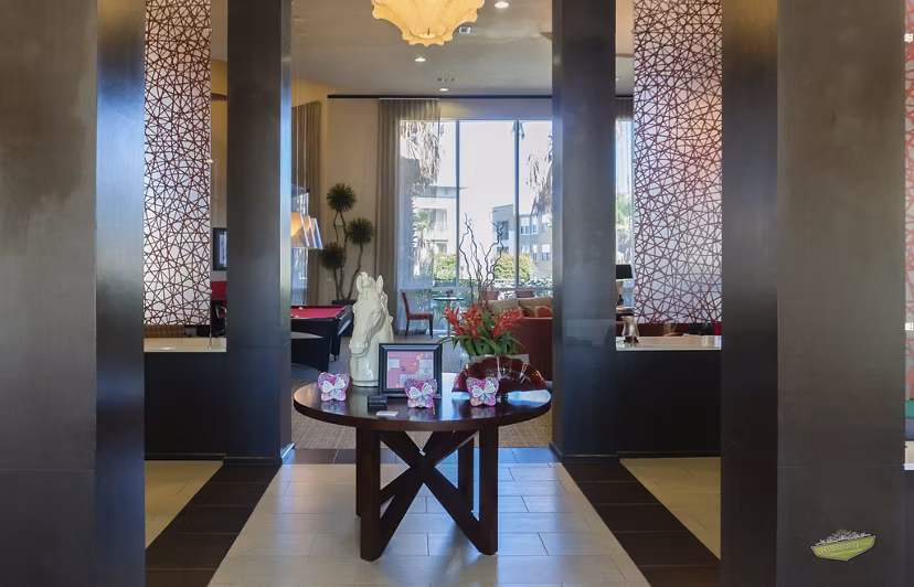 Elegant clubhouse interior with sleek modern furniture at 21 Gramercy Park Apartments