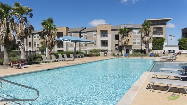 Luxurious pool area with modern design at 21 Gramercy Park Apartments, offering residents relaxation and recreation