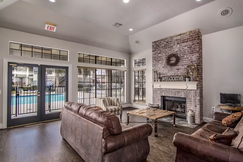 Modern clubhouse at The Ridge Apartments offering luxury social spaces and meeting areas
