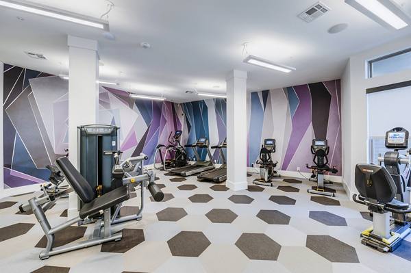 fitness center at Everleigh Lakeline Apartments