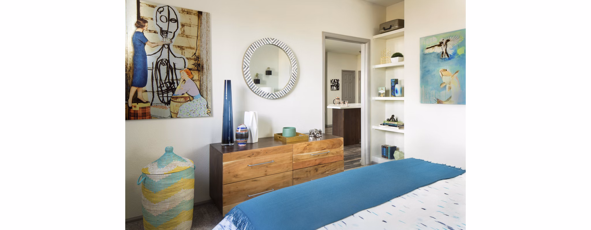 Griffis at Lowry: Cozy bedroom with modern decor in luxury apartments