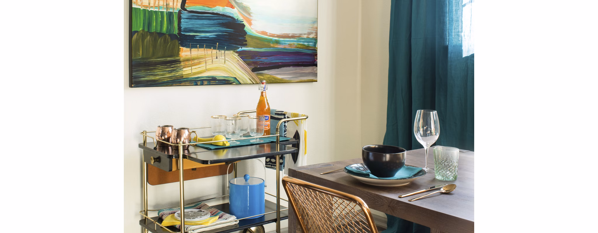 Stylish dining area with modern furnishings at Griffis at Lowry Apartments