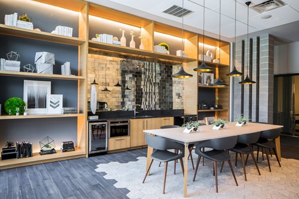 Modern clubhouse with elegant decor at Loren Apartments, a Greystar luxury apartment community