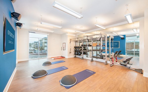 State-of-the-art fitness center with modern equipment at Overture Chapel Hill Apartments