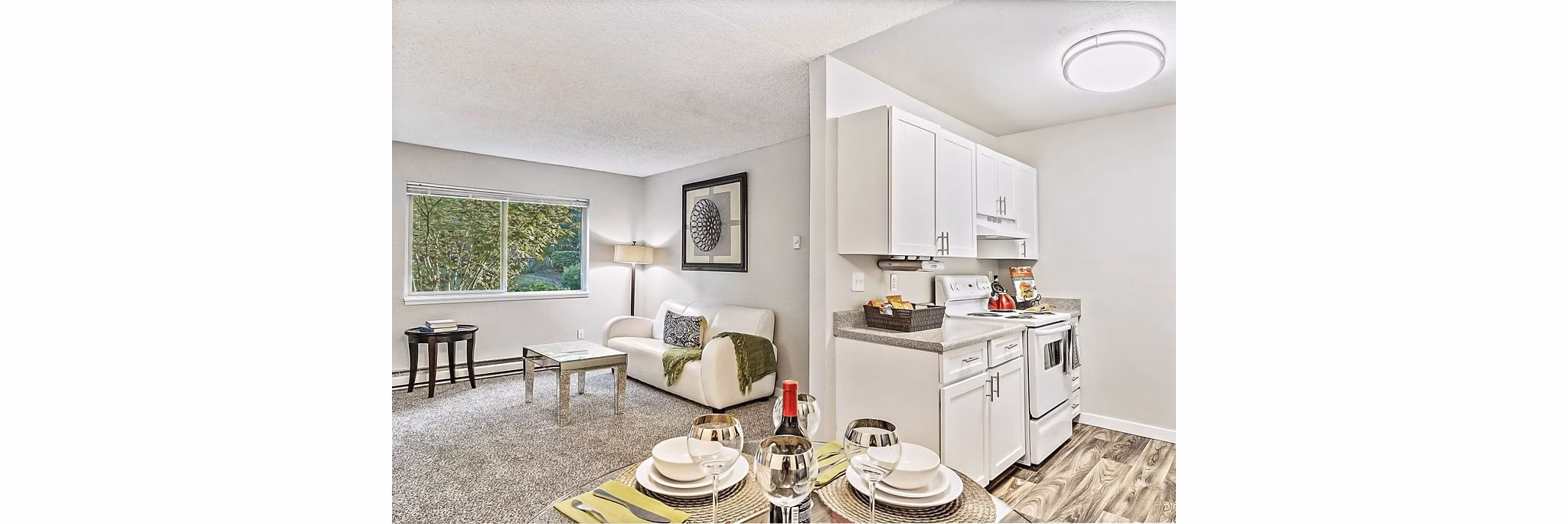 Modern dining area with sleek furnishings at Kendall Ridge Apartments, luxury accommodation by Greystar in prime location