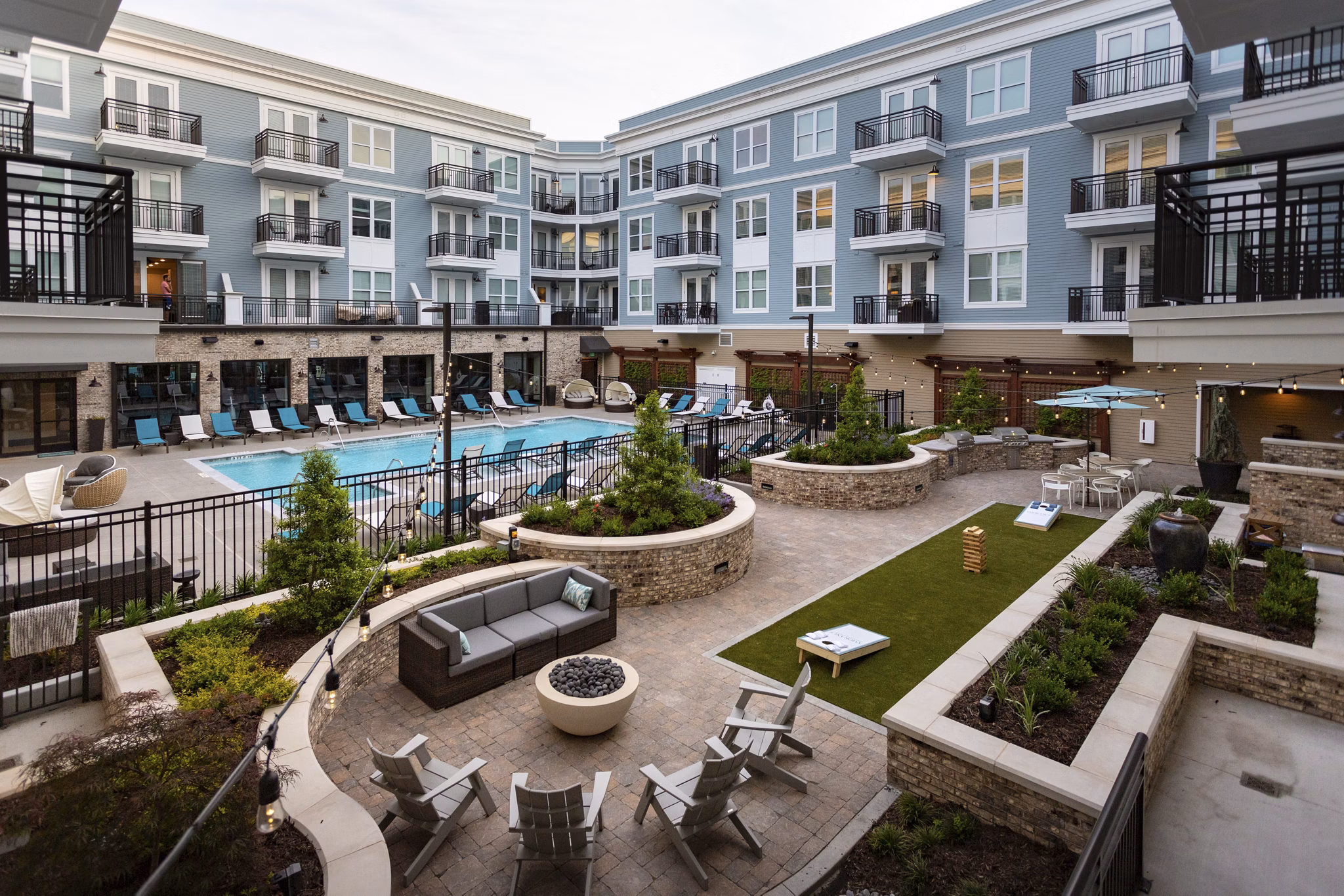 Resort-style pool at Amorance Apartments offering luxury leisure amenities