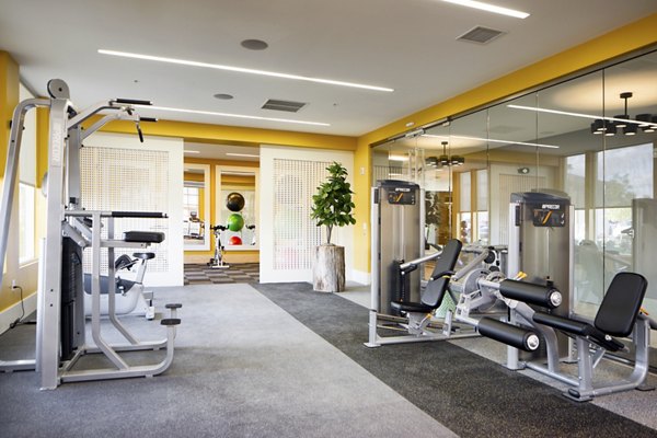 State-of-the-art fitness center with modern equipment at Indigo 301 Apartments in a luxury Greystar community