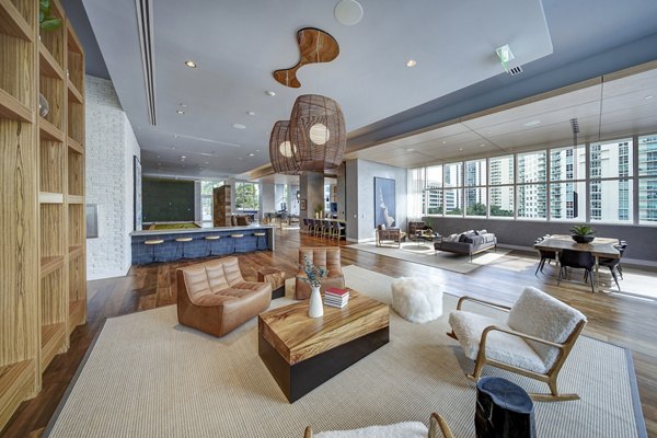 Clubhouse with elegant furnishings and modern decor at Alluvion Las Olas luxury apartments
