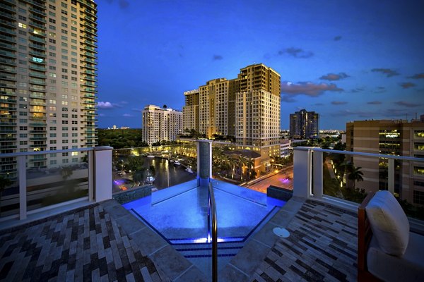 Rooftop pool with panoramic views at Alluvion Las Olas Apartments in Fort Lauderdale