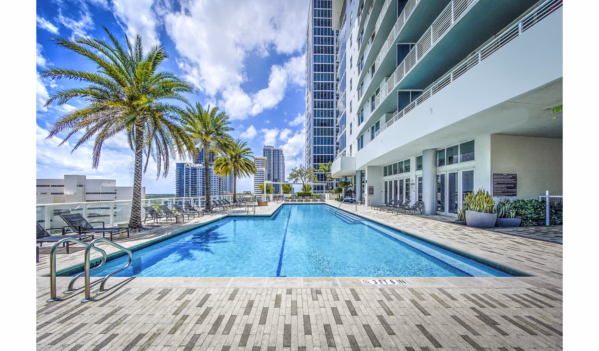 Infinity-edge pool with city views at Alluvion Las Olas luxury apartments