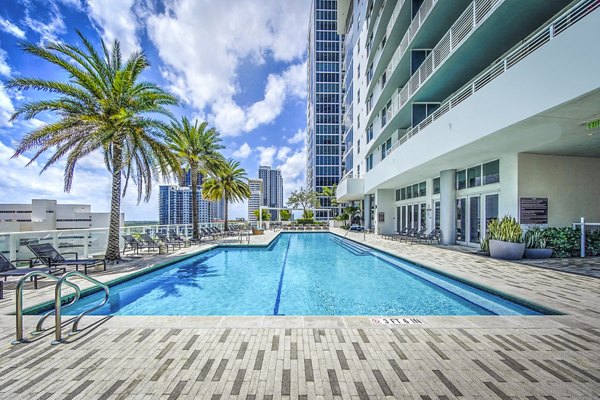 Infinity-edge pool with city views at Alluvion Las Olas luxury apartments