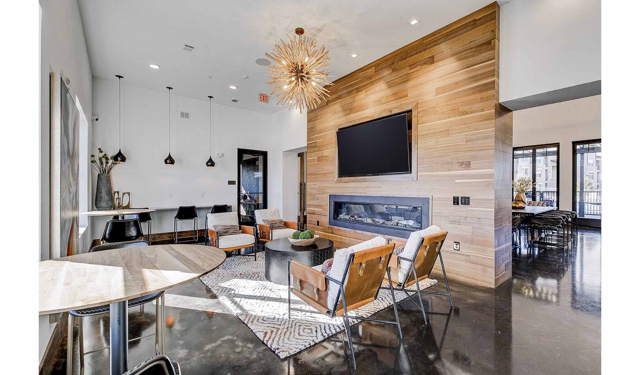 Luxurious clubhouse lobby with stylish seating areas at The Preserve apartments